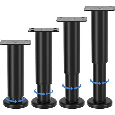 pieds de meubles réglables, hauteur ajustable de 8 à 12 cm, pieds de meubles en métal noir, pour armoires, meubles TV, lits, canapés, tables de chevet, chaises, meubles de salle de bain (1/4)