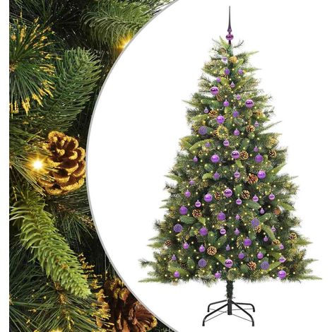 Künstlicher klappbarer Weihnachtsbaum mit Tannenzapfen 210 cm vidaXL (1/5)
