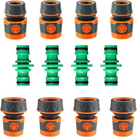 12 Connecteur Tuyau Arrosage, Raccord Rapide 19mm, 25mm Plastique ABS, Pour Jardin, Lavage Voiture (1/5)