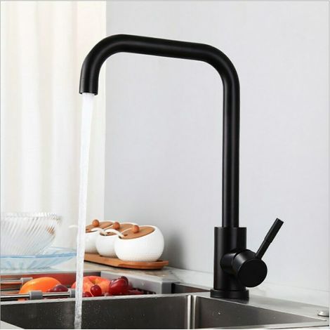 Robinet Cuisine en Acier Inoxydable noir avec Bec Haut, Mitigeur Cuisine (1/5)