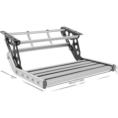 Escenario para autocaravana, construcción de aluminio, diseño plegable, color plata. (1/2)