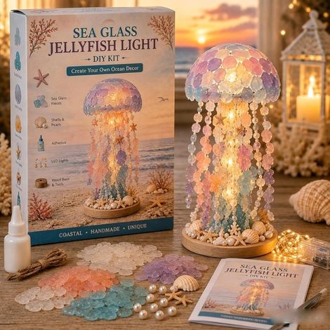 Irovami Sapin de Noël en verre de mer, ensemble d'art artisanal 3D lumineux, méduse (1/5)