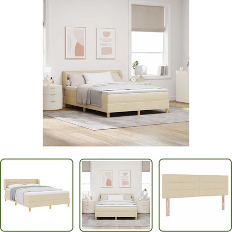 Matratze - Boxspringbett mit Matratze Creme 140 x 190 cm Stoff (1/5)
