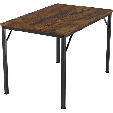 Table à manger rectangulaire 110 cm - En bois et métal - Structure robuste style rustique (1/3)