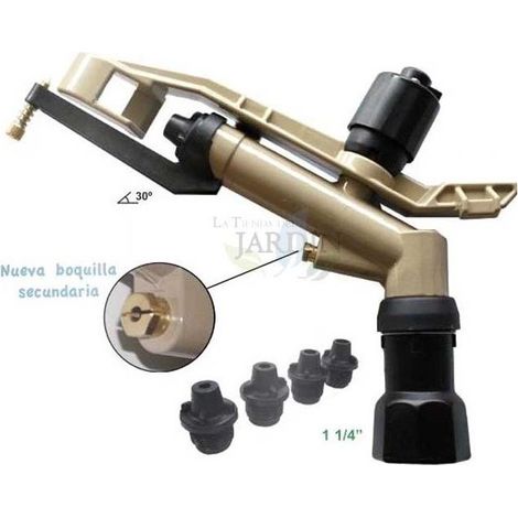 Irrigatore Agricolo 1 1/4'' Dallas in metallo. Angolo di Irrigazione 360º Circolare. Portata 16 a 26 m. Irrigatore a Impulsi (1/5)