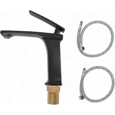 Robinet de Lavabo Noir Mat Élégant - Antidérapant, Économe en Eau, Épaissi pour Vasques et Éviers (1/5)