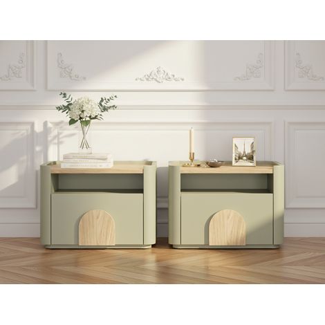 BOBOCHIC - Lot de 2 tables de chevet 1 tiroir ENYRA Vert