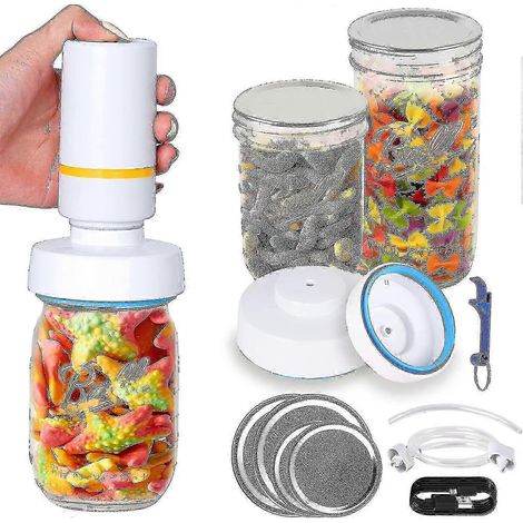 Scelleuse sous vide pour bocaux Mason : Scelleuse électrique pour bocaux compatibles avec les appareils de mise sous vide Foodsaver, kit de mise sous vide pour bocaux Mason à large et à ouverture stan (1/3)