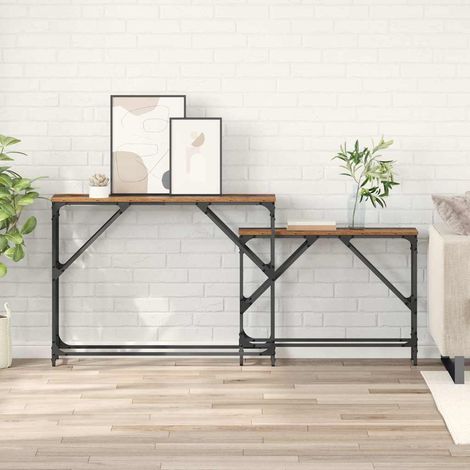 Console Table 2 pcs Old Wood 100 x 28 x 75 cm Engineered Wood vidaXL (1/5)