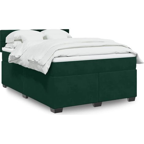 Boxspringbett mit Matratze Dunkelgrün 140x200 cm Samt (1/5)