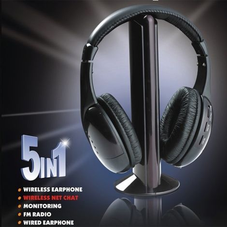 Trade Shop - Drahtloser Kopfhörer-Kopfhörer 5 in 1 drahtloses Wi-Fi-Mikrofonfunkfunk-FM - (1/5)
