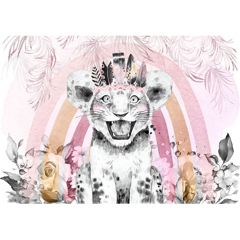 Papier peint panoramique Enfants - Lion Indien - 325 cm x 225 cm (1/2)