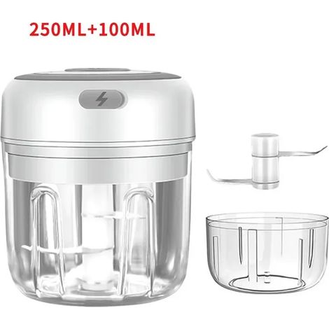 (105-2 tasses-Blanc) Hachoir à ail rechargeable par USB, mini hachoir à ail électrique puissant et portable, hachoir de cuisine unisexe (1/5)