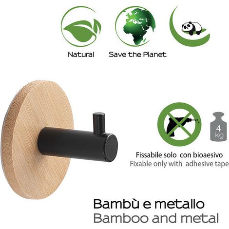GEDY 11264100100 JUNCOS Percha Natural-Negro Mate - ref: 11264100100
