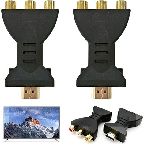 Paquete de 2 adaptadores HDMI a 3 RCA con convertidor de audio y video, resolución de hasta 1080p, amplia compatibilidad con televisores, proyectores y monitores antiguos, conexión Plug & Play sencill (1/5)
