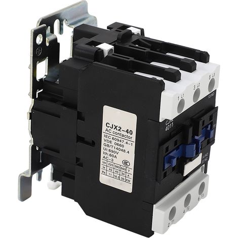 Contacteur AC monté sur rail DIN CJX2-40 AC110V, contact argenté tripolaire, bobine de contacteur basse tension, 40 A. (1/5)