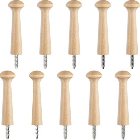 10 bras à bascule en bois, crochets en spirale, support en bois brut de 3,62 pouces de long pour suspendre les vêtements, peinture