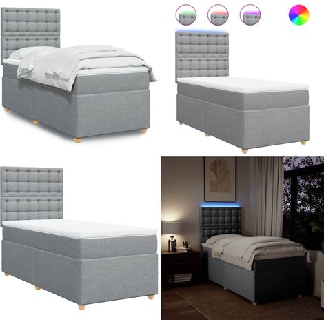 Boxspringbett mit Matratze Hellgrau 80x200 cm Stoff - Boxspringbett - Doppelbett - Liegefläche 80x200cm - Bettenrahmen - Lattenrost - Home & Living
