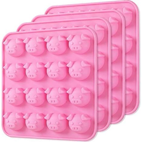 lot De 4 Moules En Silicone En Forme De Cochon Pour Gele, Fondant, Bonbons Durs, Bombes De Graisse Ctogne, Rsine (1/5)