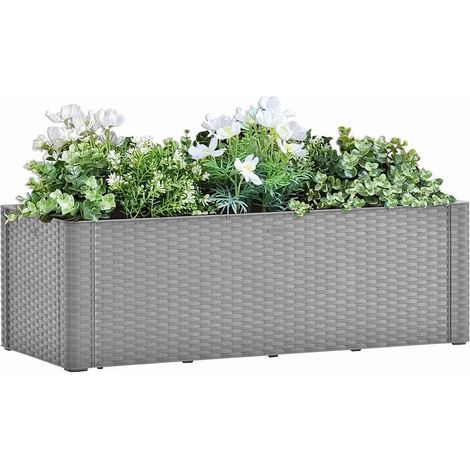 Bac à fleurs-Jardinière pour extérieur/intérieur jardin terrasse balcon-Lit surélevé de jardin avec système d'arrosage Gris 100x43x33cm Chic-604965 (1/5)