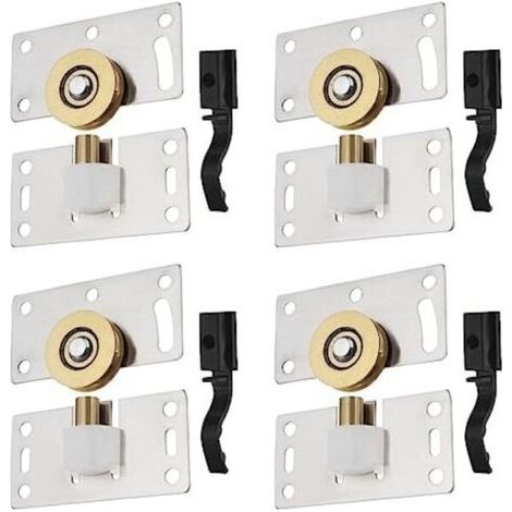 Kit de roulettes pour portes coulissantes en acier inoxydable — Roues pour rails de guidage — Quincaillerie pour armoires, fenêtres et portes coulissantes de meubles (1/5)
