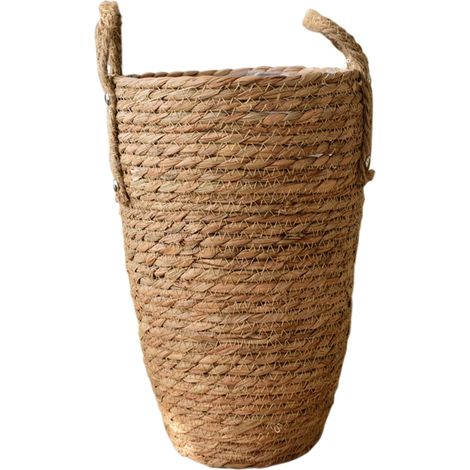 Panier à fleurs en fibres naturelles tressées, grand vase décoratif, jardinière moderne et minimaliste en rotin pour salon (1/5)
