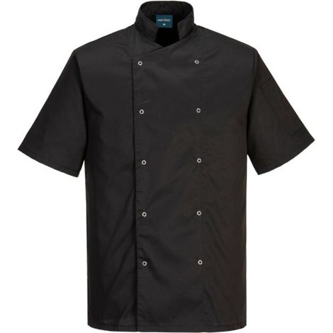 Chaqueta de cocina chef Cumbria Unisex bolsillo manga bolígrafo PORTWEST C733 4XL Negro