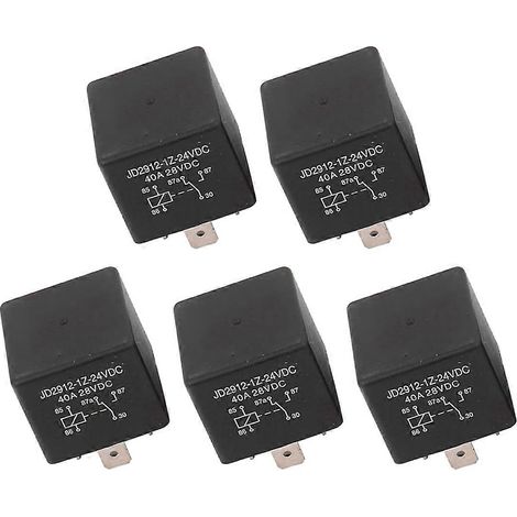 Lot de 5 relais moteur 5 broches, bobine 24 V, 40 A, SPDT JD2912-1Z-24VDC 40A 28VDC, contacteur relais, interrupteur de puissance, contrôleur d'éclairage (1/5)
