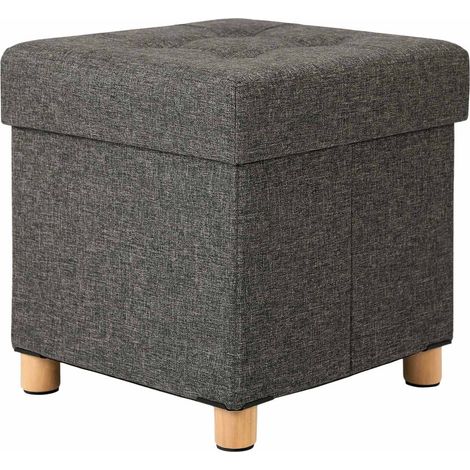 Pouf contenitore contenitore salvaspazio sgabello pieghevole poggiapiedi grigio scuro 120007277