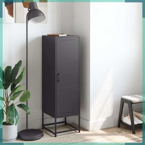 846524 Buffet haut noir 36x39x123 cm acier (1/5)