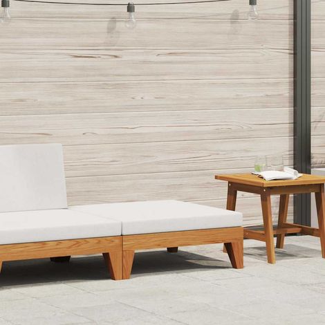Modular-Fußhocker mit Cremeweißen Kissen Akazie Massivholz