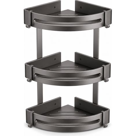 Wand-Eckregal aus Aluminium für das Badezimmer, 3 Ebenen (1/5)