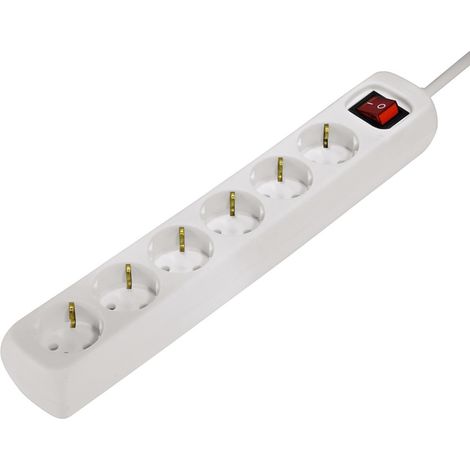 BLOC MULTIPRISES À 6 SORTIES AVEC INTERRUPTEUR, 1,4M, BLANC HAMA 00030384 (1/4)