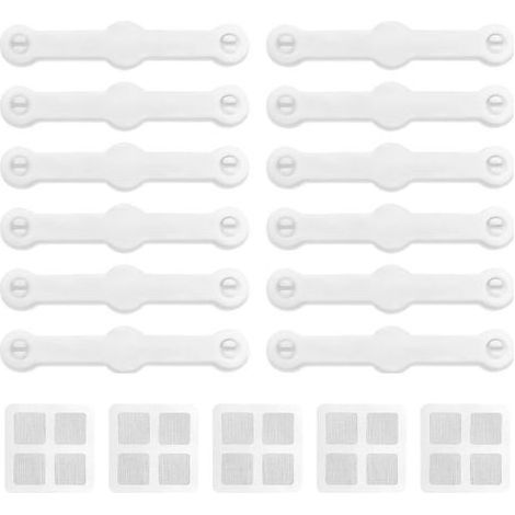 Lot de 12 Boucles de Fixation pour fenêtre d'écran 5 Autocollants de réparation d'écran, Pas de perçage ou de Serrage requis, Boucles de moustiquaire et Anti-moustiques pour écrans Anti-Insectes. (1/4)