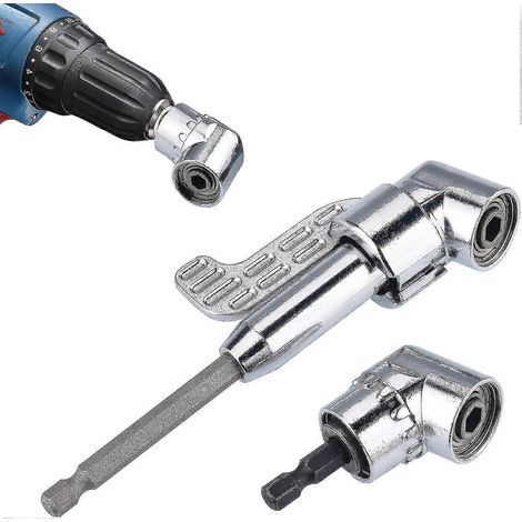 Lot de 2 adaptateurs de perceuse à angle droit 105 1/4 pouces avec rallonge de tournevis à tige hexagonale, porte-embout, tournevis à angle droit et support magnétique pour embout. (1/5)
