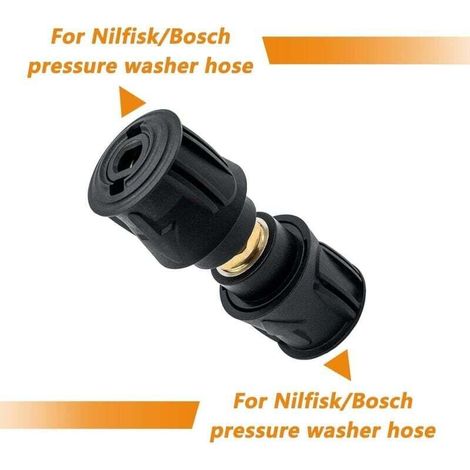 Set di 2 adattatori rapidi ad alta pressione per idropulitrici e pistole, compatibili con tubi Nilfisk/Bosch. (1/3)