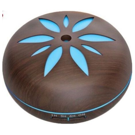 Humidificateur ultrasonique d'atomiseur de diffuseur d'aromathérapie de 550ML brun foncé, bande lumineuse d'aromathérapie d'huile d'aromathérapie d'humidificateur d'intérieur 7 couleurs LED bois foncé (1/4)