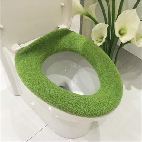 Couvre-Abattant De Toilette - Épais - Lavable En Machine - Pour Salle De Bains - Vert - 1 Pièce (1/2)