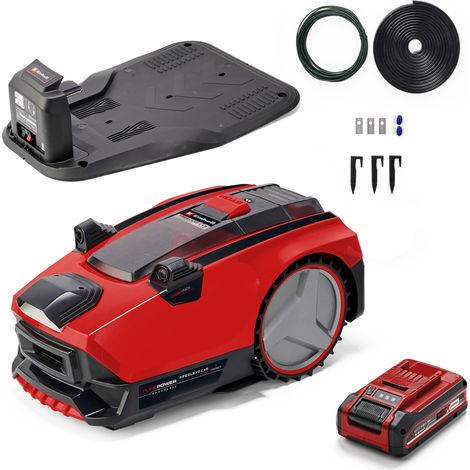 Einhell Robot Tondeuse FREELEXO CAM plus 600 PXC (18 V, Brushless, Caméra intégrée, surface de gazon max. de 600 m²) Livré avec Batterie 4,0 Ah et Chargeur