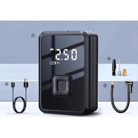 Gonfleur Pneus Voiture sans Fil 4000mAh Mini Compresseur à Air Portatif (10,3 Bar) Inflation Rapide Cylindre (1/3)
