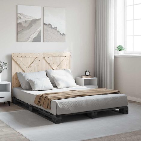 Estructura de cama con cabecero madera pino gris 140x200 cm (1/5)