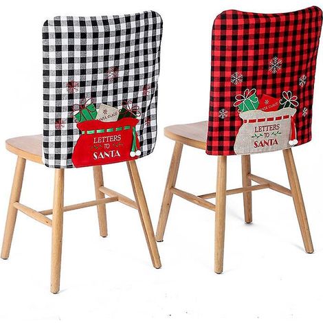 lot De 2 Housses De Chaise Carreaux De Nol Housses De Chaise, 50 X 46 Cm, Dcoration De Chaise De Nol Crative (1/5)