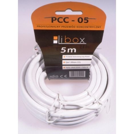 Câble coaxial RG6 0,8/4,8 PCC05 libox /5m/