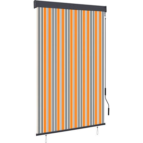 Store enrouleur extérieur 120 x 250 cm jaune et bleu