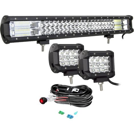Barra de luz LED, alto brillo, diseño impermeable, kit de cables de 23 pulgadas y 2 x 36 W. (1/2)