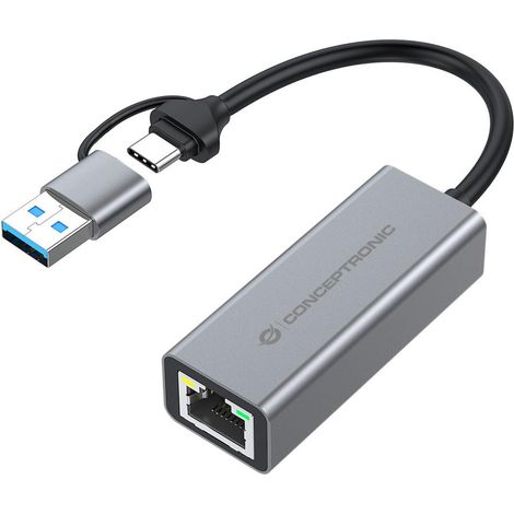 Conceptronic ABBY08G USB-zu-Gigabit-Netzwerkadapter, Wake-on-LAN, Kompatibel mit Nintendo Switch
