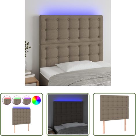 vidaXL Cabecero con luces LED tela gris taupe 80x5x118/128 cm (1/5)