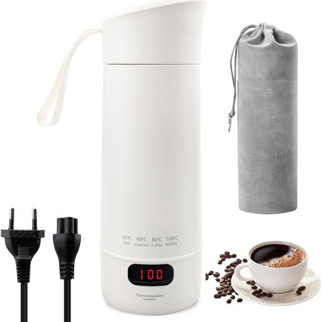Bouilloire de voyage petite, bouilloire pour voiture, tasse d'eau électrique portable mini de 400ml, mini de camping de voyage pour préparer le café et le thé (1/5)