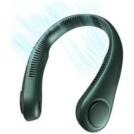 (Grün) Tragbarer, blattloser Ventilator (grün) – 3 Geschwindigkeitsstufen – USB-Anschluss – grüner Hals