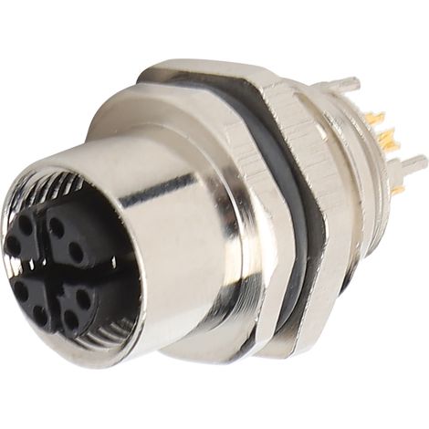 Connecteur étanche à filetage rapide M12‑B‑S8X pour câble électrique, à montage sur panneau et à embase traversante. (1/5)